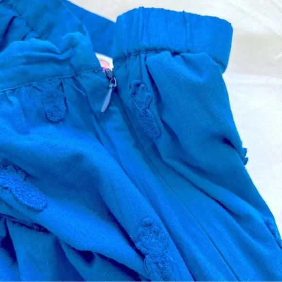 FARM Rio Blue 3D Pineapple Embroidered Midi Skirt Pom Pom Hem A-Line Size S NEW - Picture 12 of 12